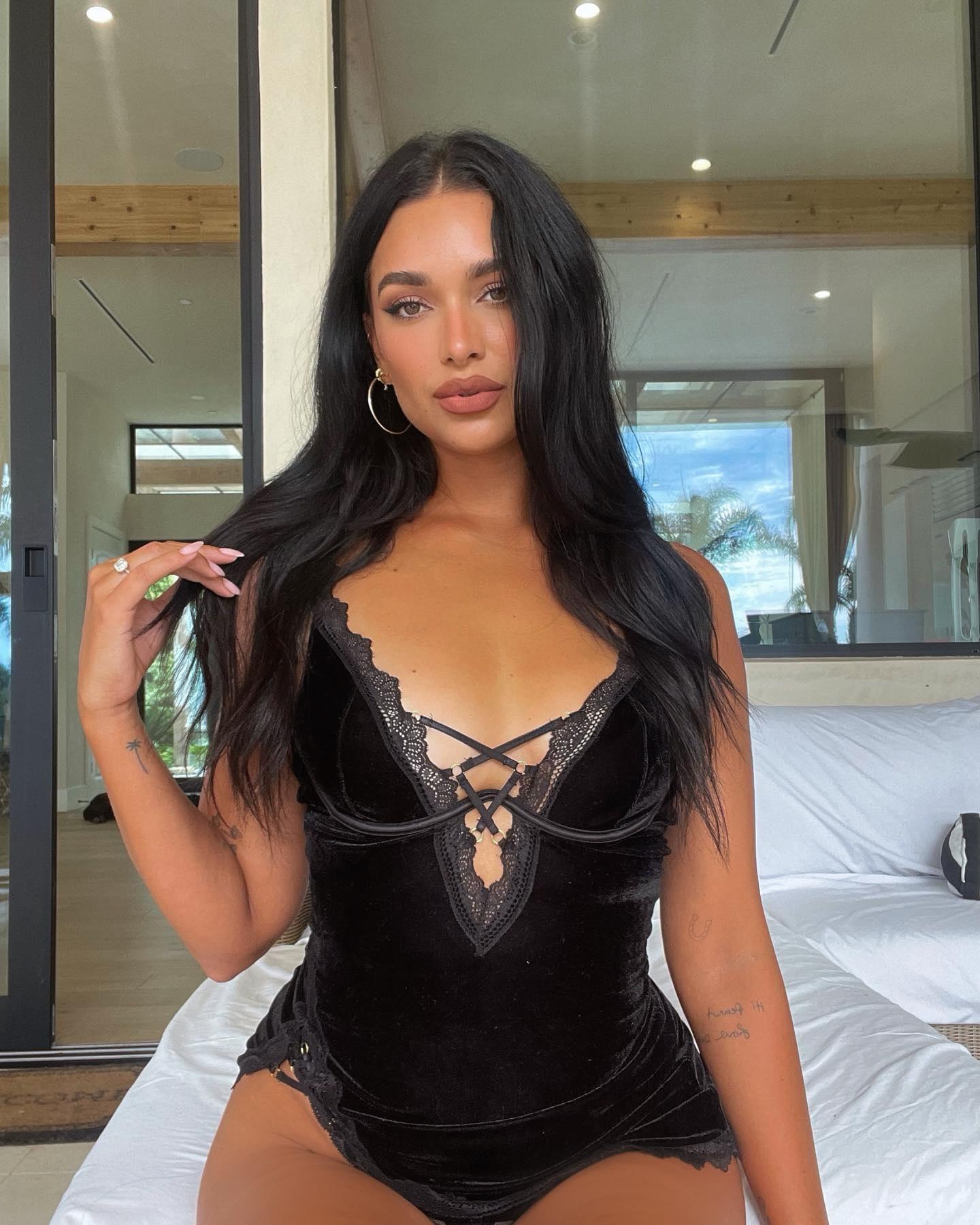 April Love Geary in black lingerie